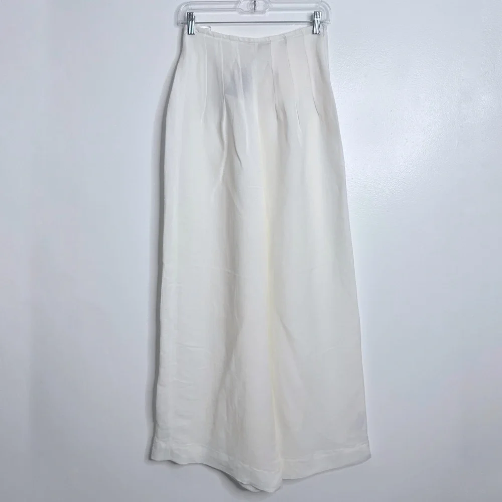 NWT Massimo Dutti Wide Leg Pleated Trousers White Size‎ 2 Minimalist Elegance - Picture 2 of 13